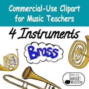 Commercial-Use Brass Instrument Clipart for Music Teachers